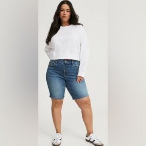 Torrid Blue Denim High-Rise Bermuda Shorts